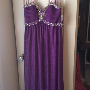 Purple Strapless floor length formal dress